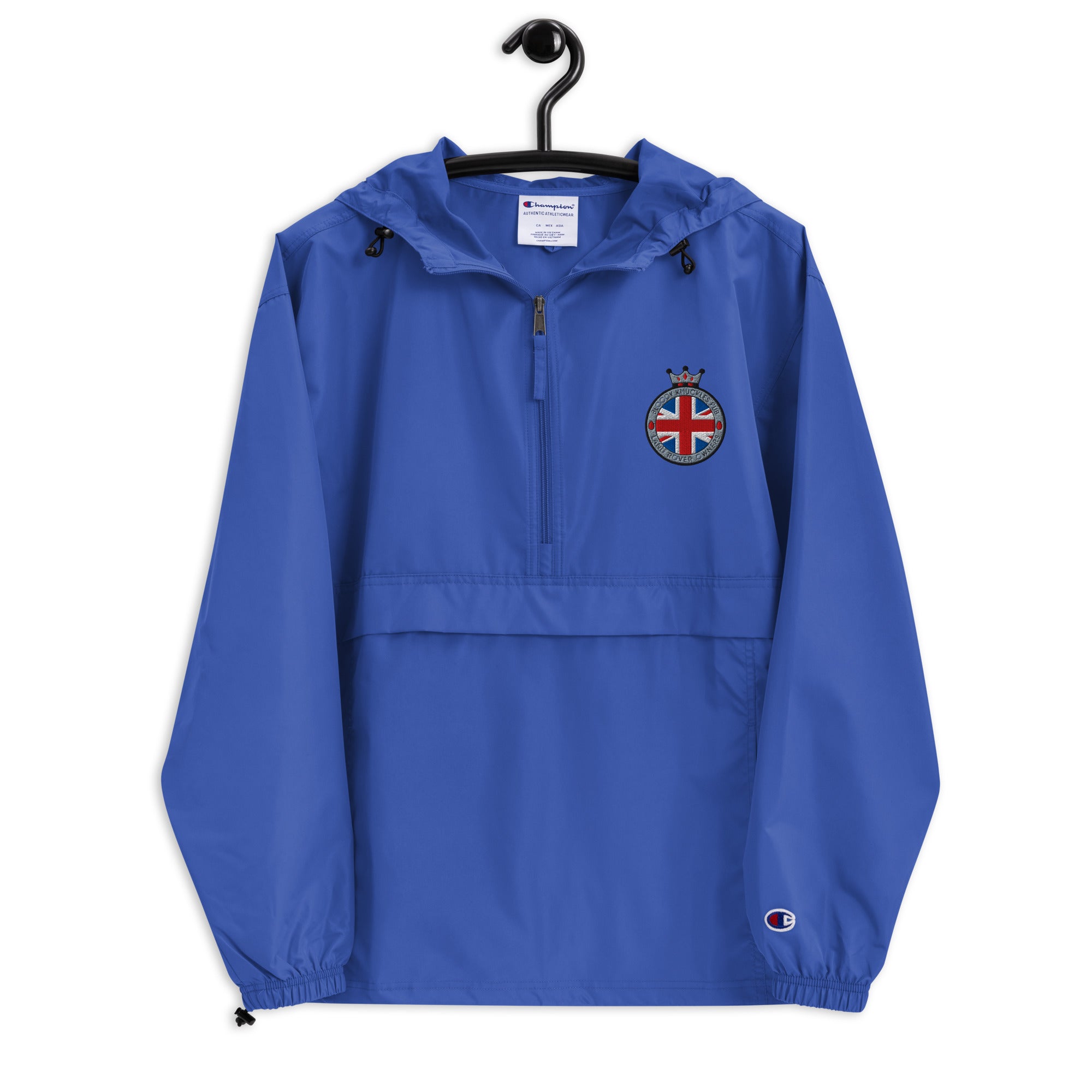 Embroidered Champion Packable Jacket - Bloody Knuckles Pub Union Jack
