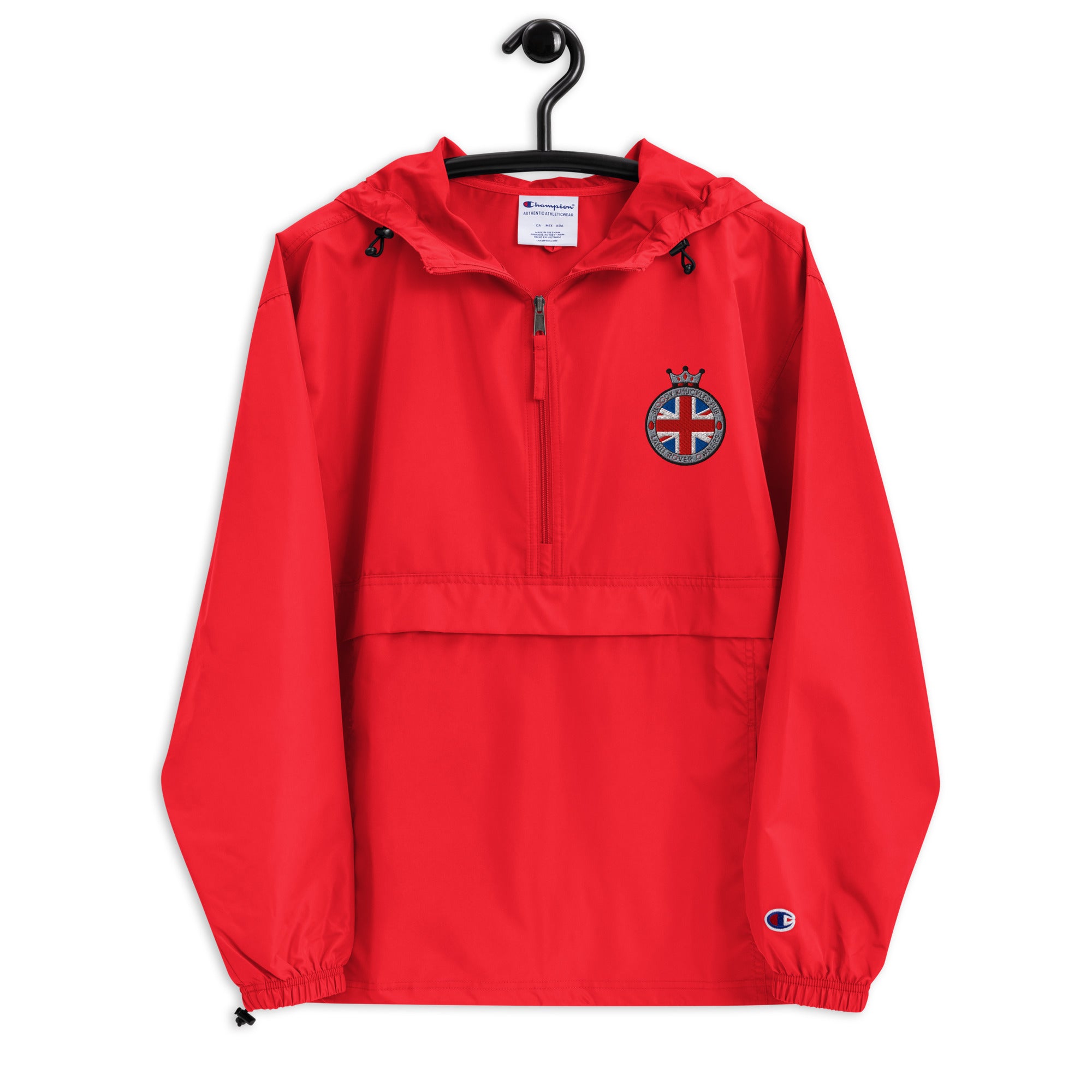 Embroidered Champion Packable Jacket - Bloody Knuckles Pub Union Jack